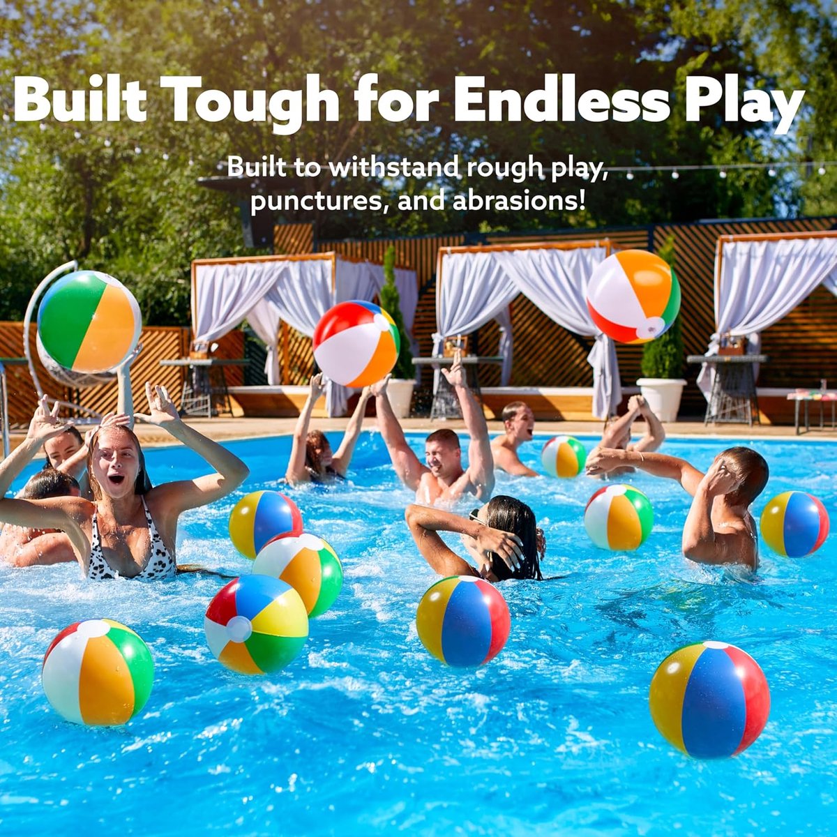 12 stuks regenboogkleurige strandballen - 30 cm opblaasbaar zwembadspeelgoed voor zomerse waterspelletjes- kinderfeestjes-combiset inclusief opblaasbare strandballen – foto 4