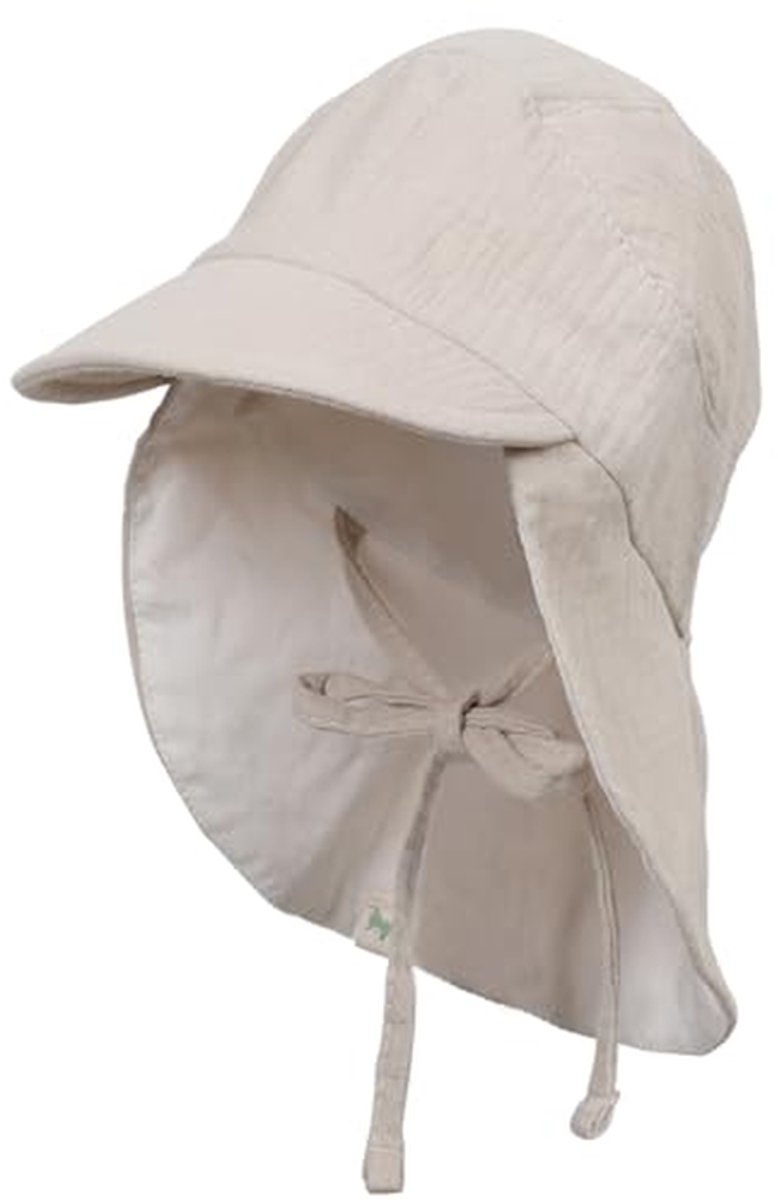 Musselin Zonnehoed met Nek- en Oorbescherming voor Baby's en Kinderen - UV Bescherming UPF 50+