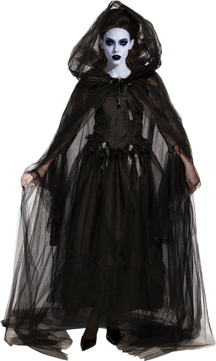 Spookachtige Bruidskostuum voor Vrouwen - Halloween Kostuum voor Raveparty, Spookbruid, Vampier en Zombie Thema