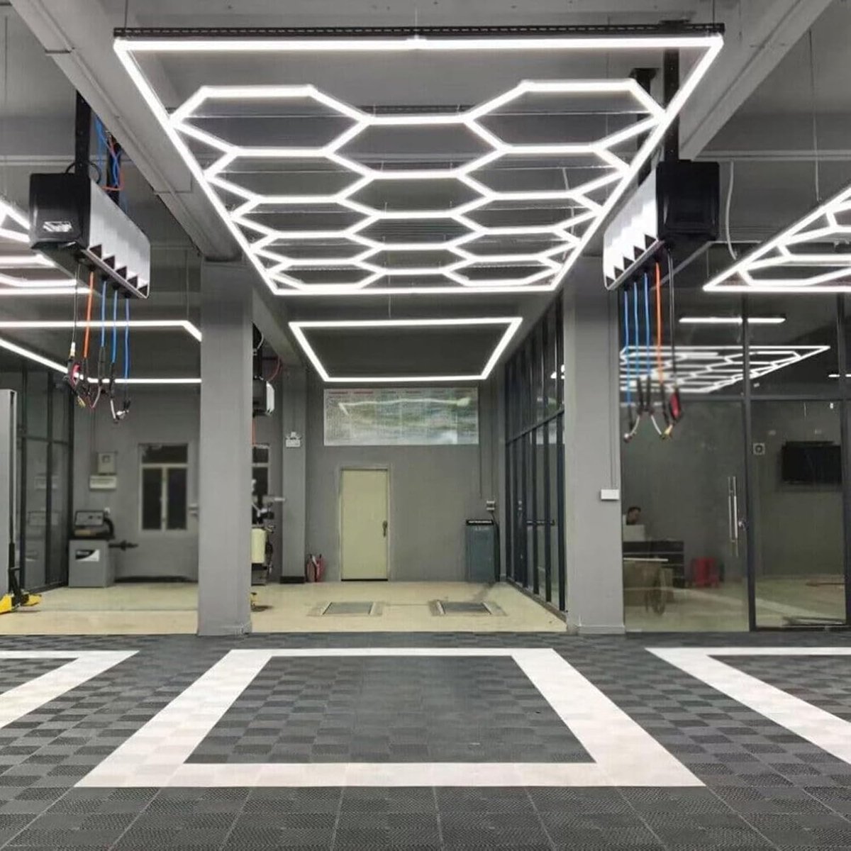 Zeshoekige LED lampen - Werkplaatsverlichting Raster - Garage Verlichting - Hoge Helderheid Zonder Schaduw - 24 x 48m - Zuiver Wit