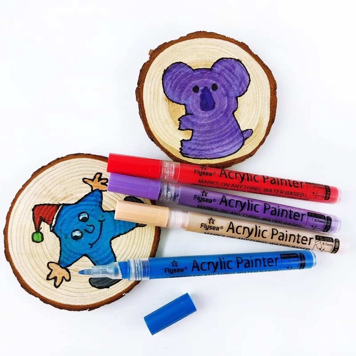 Dailygoods- Acrylverf Pennen 4 Stuks - 0,7 mm Tip - Snel Droog - Waterbestendig - Niet-giftige Inkt - Geschikt voor Papier/Canvas/Steen/Keramiek/Hout - Verfmarkers