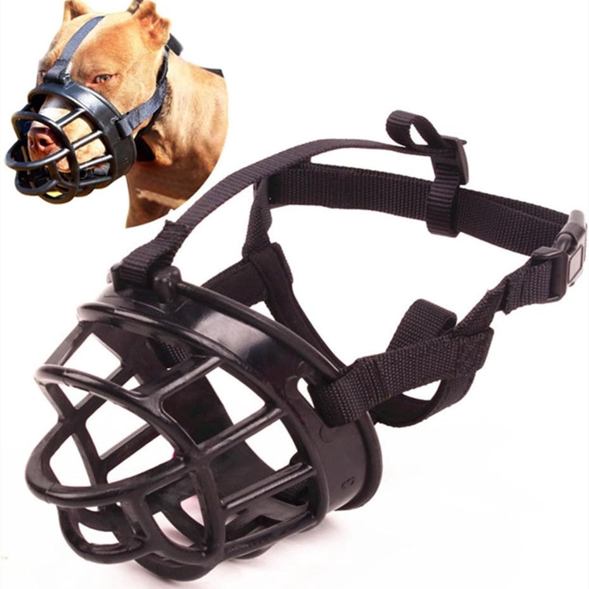 Dailygoods- Muilkorf Hond - Ademend Ontwerp - Verstelbare Nylon Riem - Zachte Silicagel - Bescherming Rondom - Voor Agressieve Honden - Hondenmuilkorf