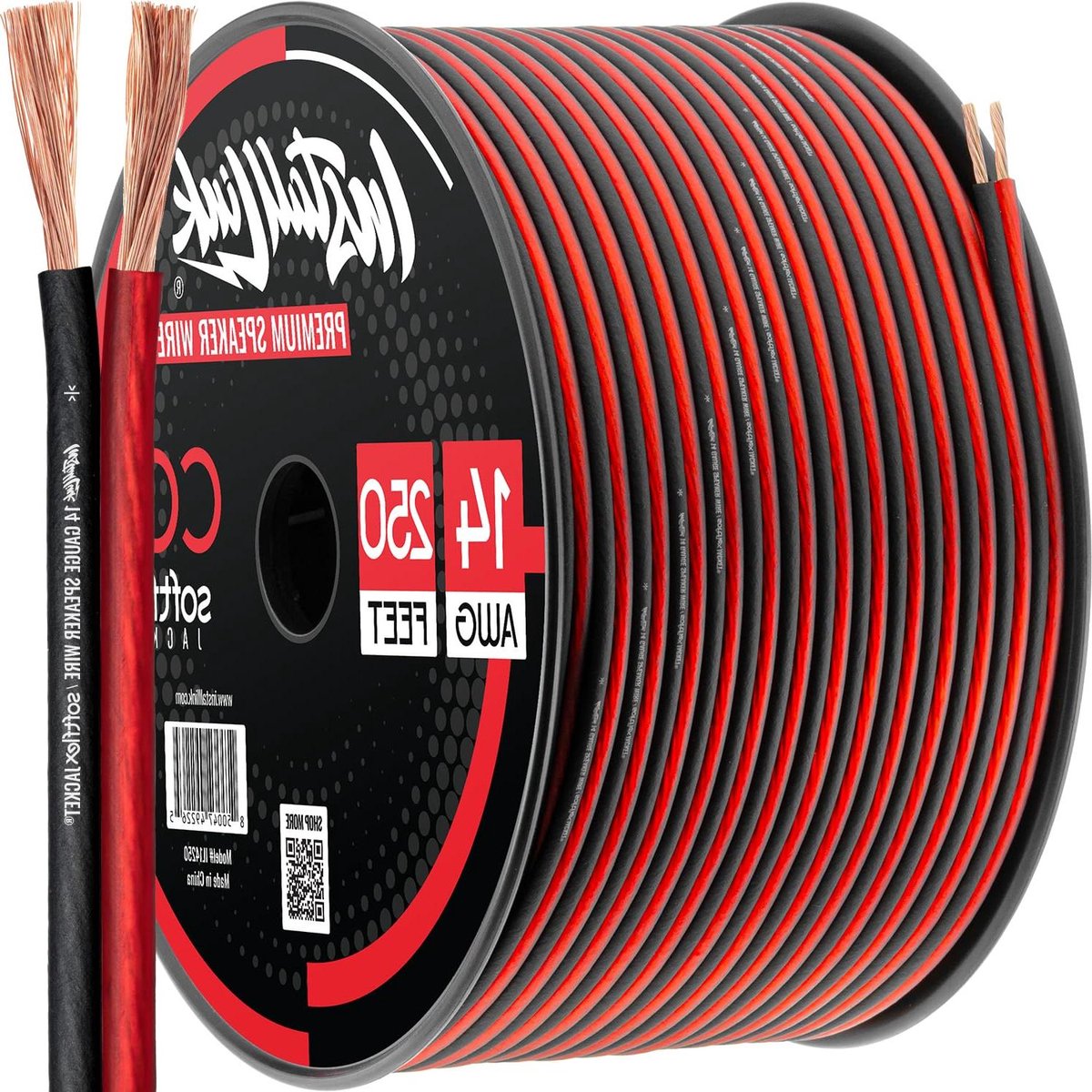 Luidspreker Kabel - Audio Draad - Muziek Installeren - Koper Bekleed Aluminium - 250 voet - Rood Zwart