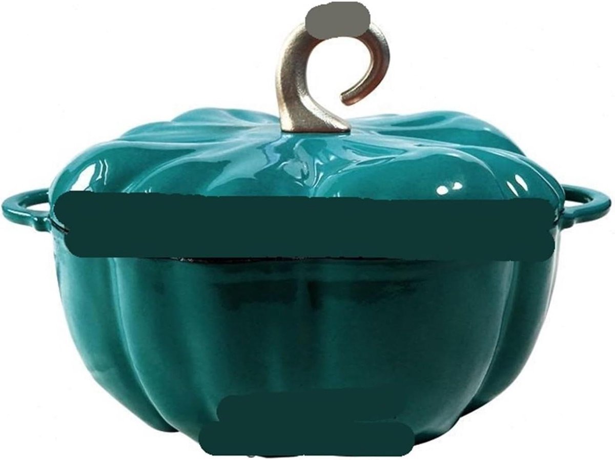 Stoofpan Gietijzer - Dutch Oven - Langzaam Koken - Uniek Pompoen Design - 24 cm - Groen