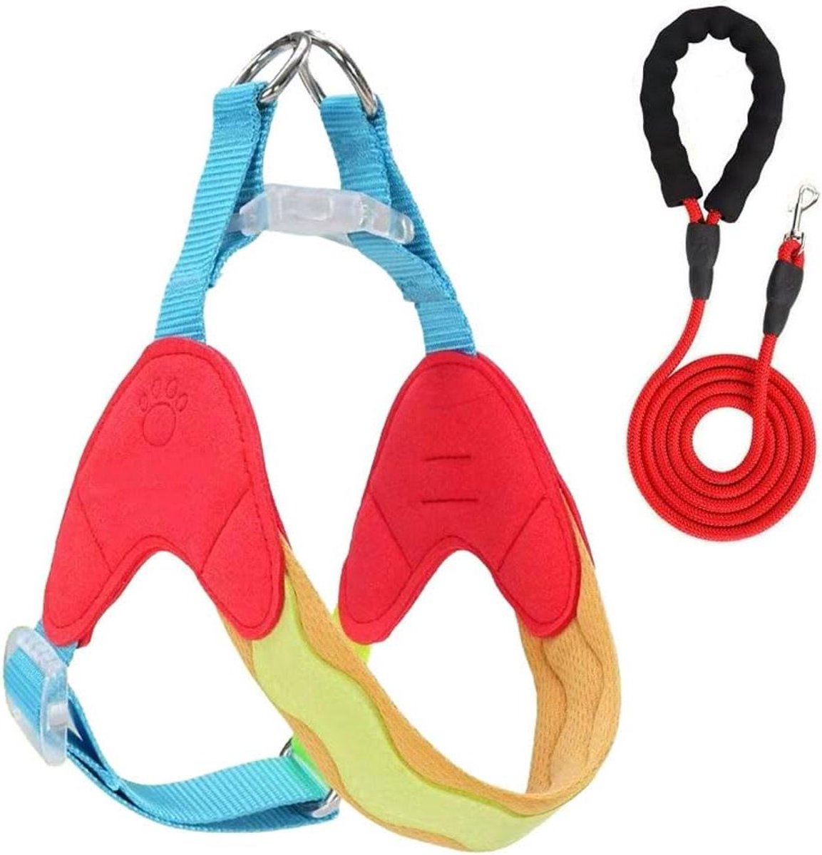 Hondentuig Riem - Y-vormig Borstvest - Comfortabel Uitlaten - Anti-Verstikking Ontwerp - Maat M+2M - Rood