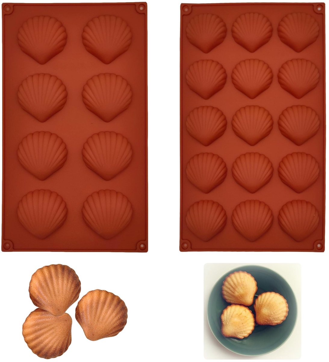 Dailygoods- Madeleine Bakvorm - 2 Stuks - Siliconen - Antiaanbaklaag - Hittebestendig - Flexibel - 29 x 17 cm
