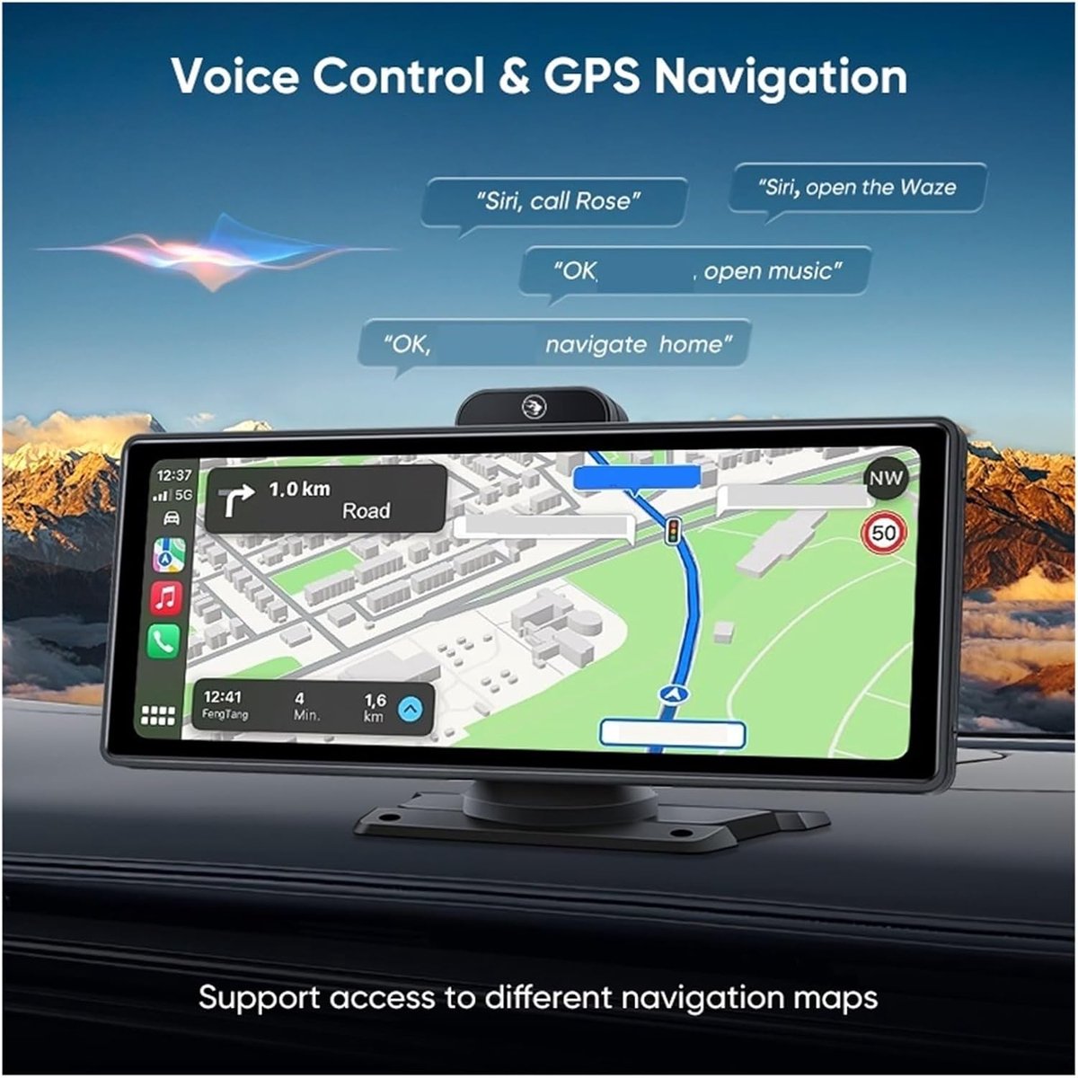 Auto DVR Dash Cam - Navigatie Recorder - Veilig Rijden - 4K Dubbele Opname - 9.88 Inch Scherm - Zwart – foto 2