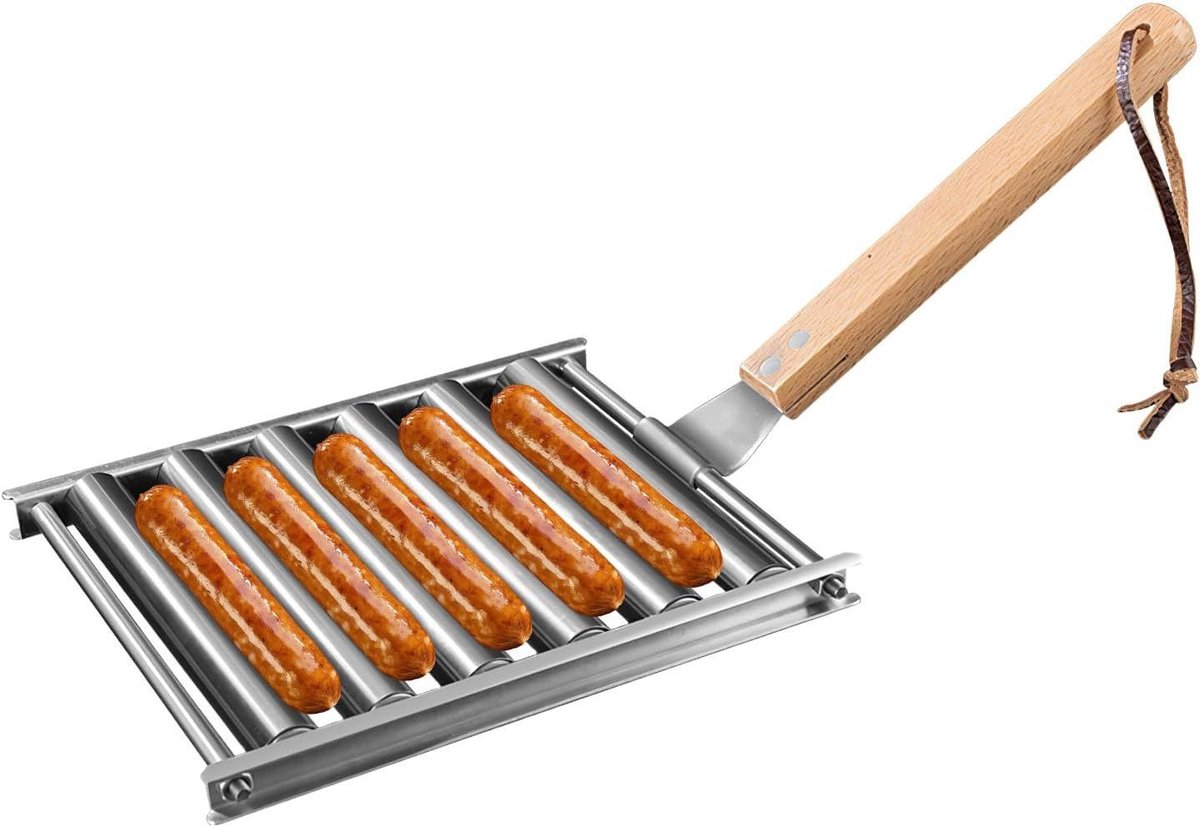 Worst Roller Rack Grill Accessoire Gelijkmatig Grillen Roestvrij Staal 20 x 15 x 4 cm Zilver