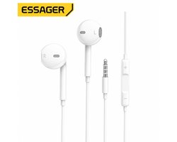 Essager Oortjes met Draad | Bedrade Oordopjes met Microfoon | 3.5mm Jack | In-Ear Earphones | Stereo Bass Headset | Oordoppen voor Samsung Xiaomi Huawei iPhone PC Laptop Tablet | Volumeregeling | Wit | 120cm Kabel