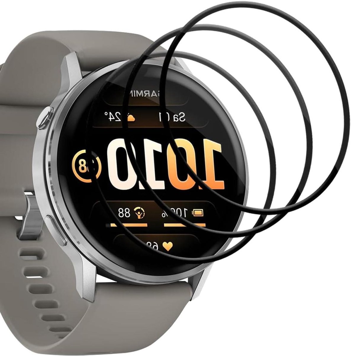 Gehard Glas - Display Bescherming - Smartwatch Scherm - 9H Krasbestendig - 3 Stuks - Transparant