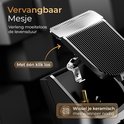 Close-up van het vervangbare keramische mesje van de zwarte Wellshave trimmer, dat met één klik loskomt.