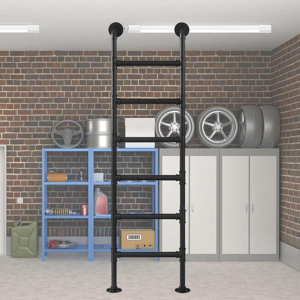 Uitgangstrap - Wandladder Zolder - Veilige Toegang Creëren - Stabiele IJzeren Constructie - 100-300cm Aanpasbaar - Zwart
