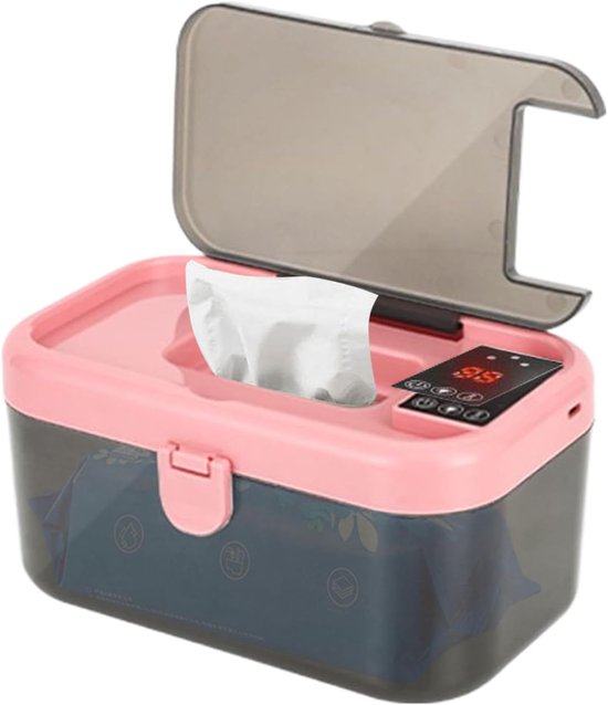 Billendoekjes Warmer - Doekjes Dispenser - Baby Verzorging - Instelbare Warmte - 21 x 15 x 11 cm - Roze — afbeelding 5