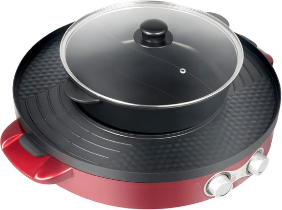 2-In-1 Elektrisch Hotpot Met grill Chinese Fondue Dubbelzijdige Kookpan Voor Slaapzaal Thuis Barbecue — afbeelding 3