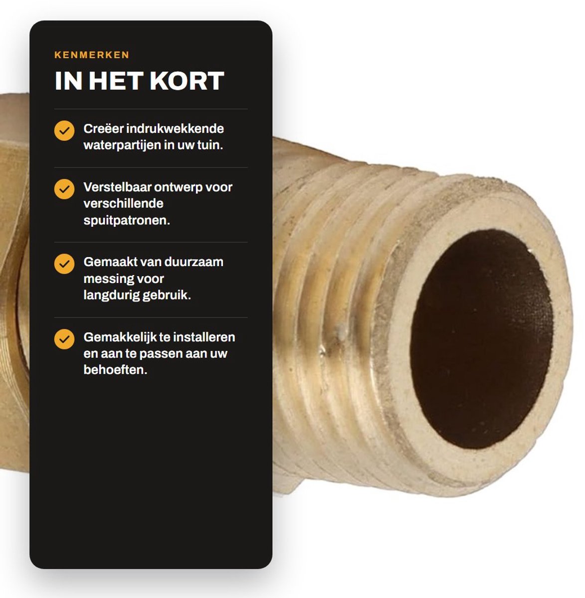 Dailygoods- Fonteinsproeier Verstelbaar - Messing - Decoratie - Tuinirrigatie - Waterpartijen - Eenvoudige installatie - Waterpartij