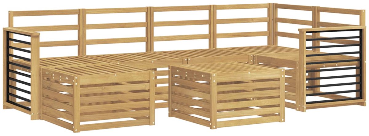 vidaXL Buiten - bank - set - 7 - st - 5-zits - Wit - Polyester