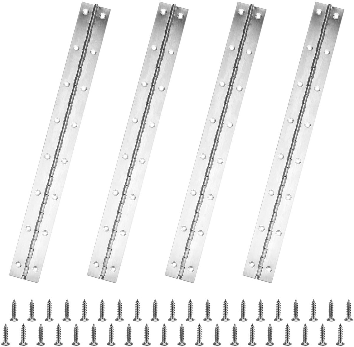 Dailygoods- Pianoscharnier 38 cm - Roestvrij Staal - Scharnier Reparatie Plaat - Gepolijste Scharnieren - Voor Deuren/Kasten - Duurzaam en Verstelbaar