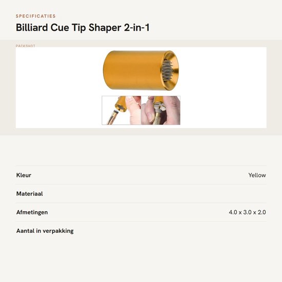 Tip Shaper voor Biljartkeu - Aluminium Pool Tip Shaper - Scuffer Tool - Geel - 30x18mm van Merkloos — afbeelding 2