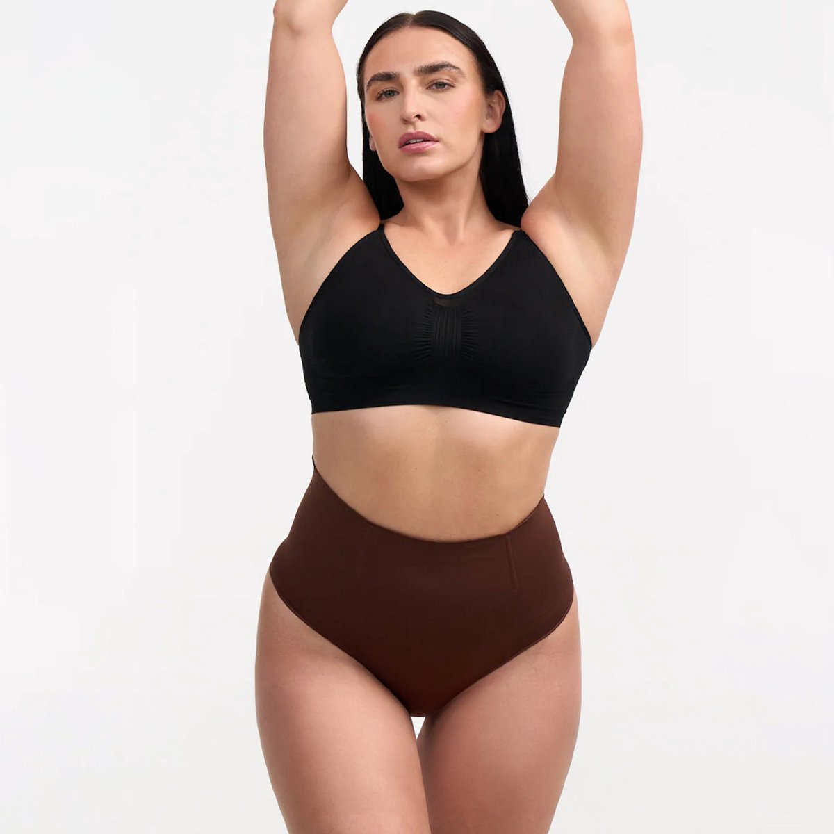 cfab - Corrigerende string met hoge taille - Bruin - 3XL/4XL