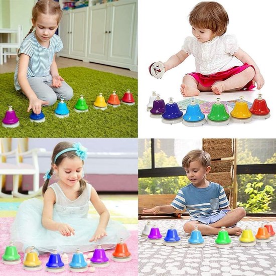 Bureaubellen Set - Muziekbellen Regenboog - Muziek Leren - Diatonische Tonen - 8 Stuks - Regenboog — afbeelding 2