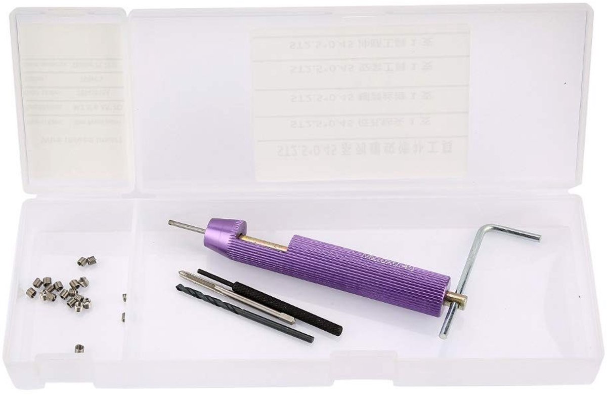 Dailygoods- Reparatieset - Schroefdraadboren - Draadinzetstukken - Installatietools - Hoogwaardige kwaliteit - Inclusief persluchtspuitpistool - Schroefdraadset