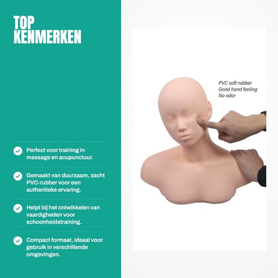 Dailygoods- Massagekop met schouders - Hoogwaardig PVC - Acupunctuurpunten - Schoonheidstraining - Massagepraktijk - Afmetingen 39,5x36,5x18,5cm - Mannequin van Dailygoods — afbeelding 2