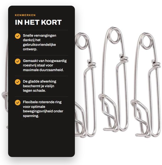 Clips voor Lange Lijn - RVS - 5 Stuks - Tonijn - Hanger - Wartels - Geschikt voor Longline Visserij - Roestvrij Staal Langere Lijn Clips Snap 5 STKS Rvs Longline Tak Hanger Snap Wartels Float Line Tonijn Clip. van Merkloos — afbeelding 2