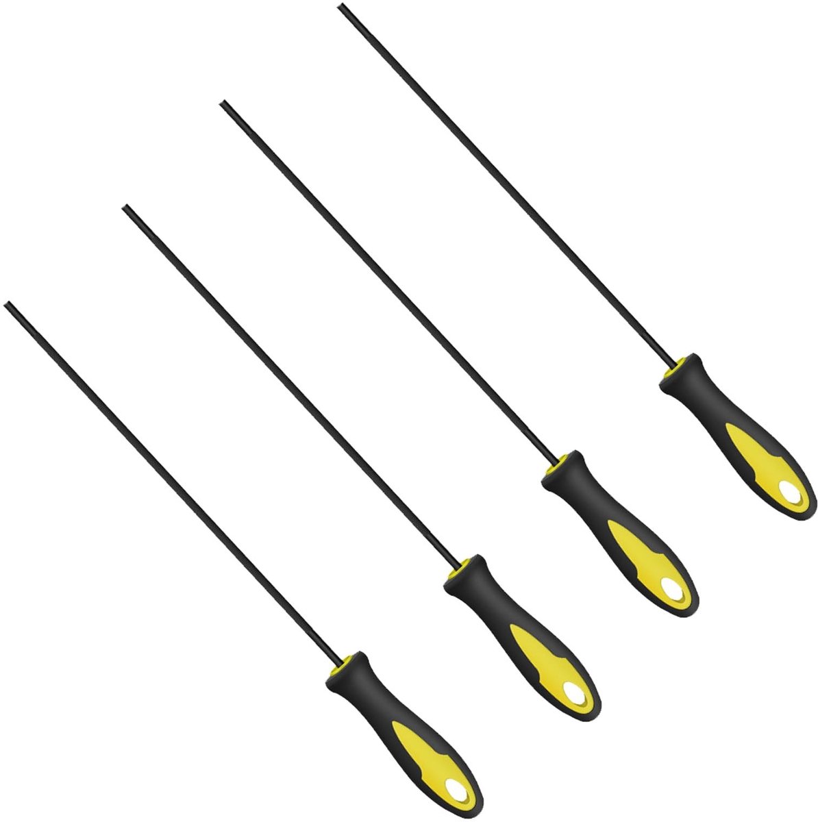 Dailygoods- Kettingzaagvijl 5,5 mm - 4 Stuks - Hoogwaardig Koolstofstaal - Handvat - Duurzaam - Efficiënt Slijpen - Vijl