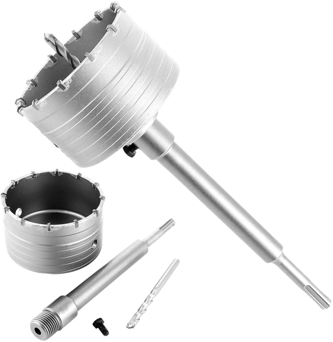 Dailygoods- Boorkroon 100 mm - Boorkroonset met 220 mm SDS-plus verlenging - Kernboor voor metselwerk - Beton - Natuurstenen - Koolstofstaal, hardmetaal