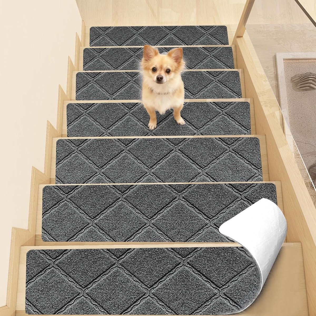 Dailygoods- Traptredematten 15 stuks - Zelfklevend - Antislip - Duurzaam - Polyester - 76 x 20 cm - Trapmat