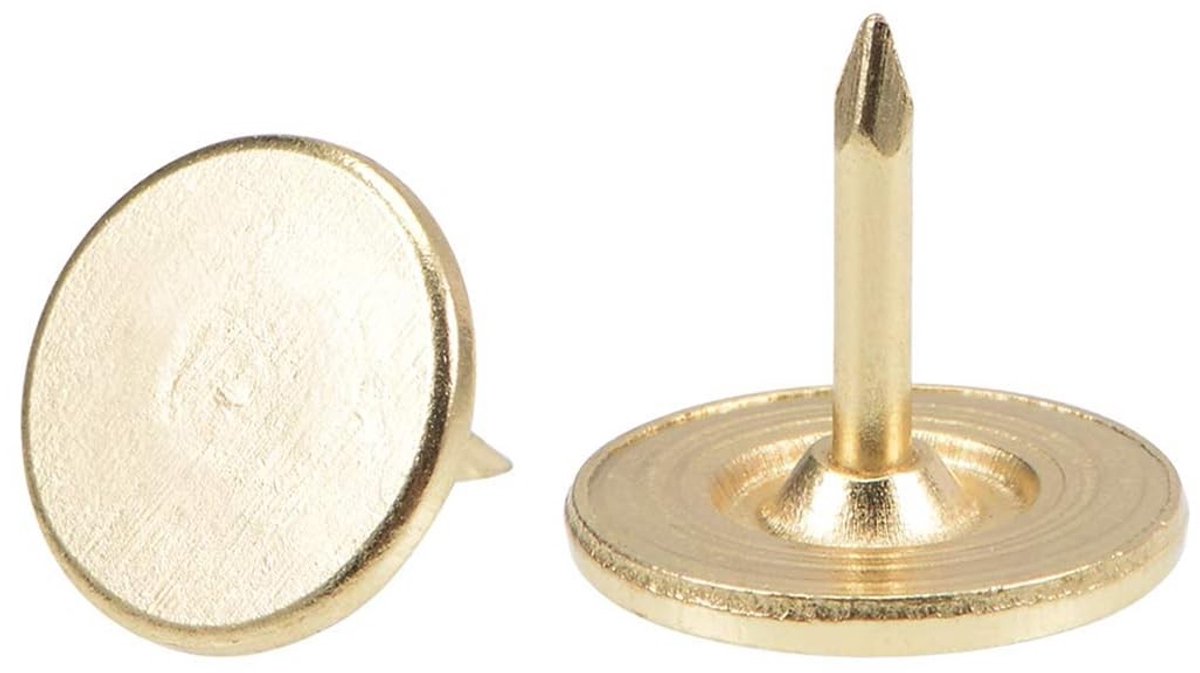 Dailygoods- Pushpinnen 50 stuks - Zware Platte Kop - Decoratieve Duimspijkers - Duurzaam Metaal - Klassiek Brons - Voor Prikborden en Doe-het-zelfgebruik