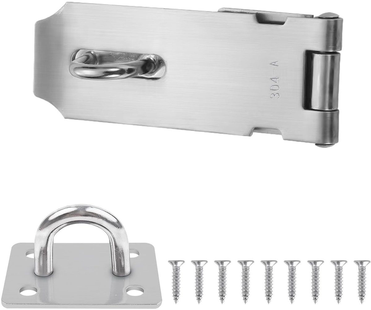 Dailygoods- Hasp Deurslot Robuust - Hangslot - Roestvrij Staal - Veiligheid - Schroeven - Zilver - 100 x 40 x 2 mm