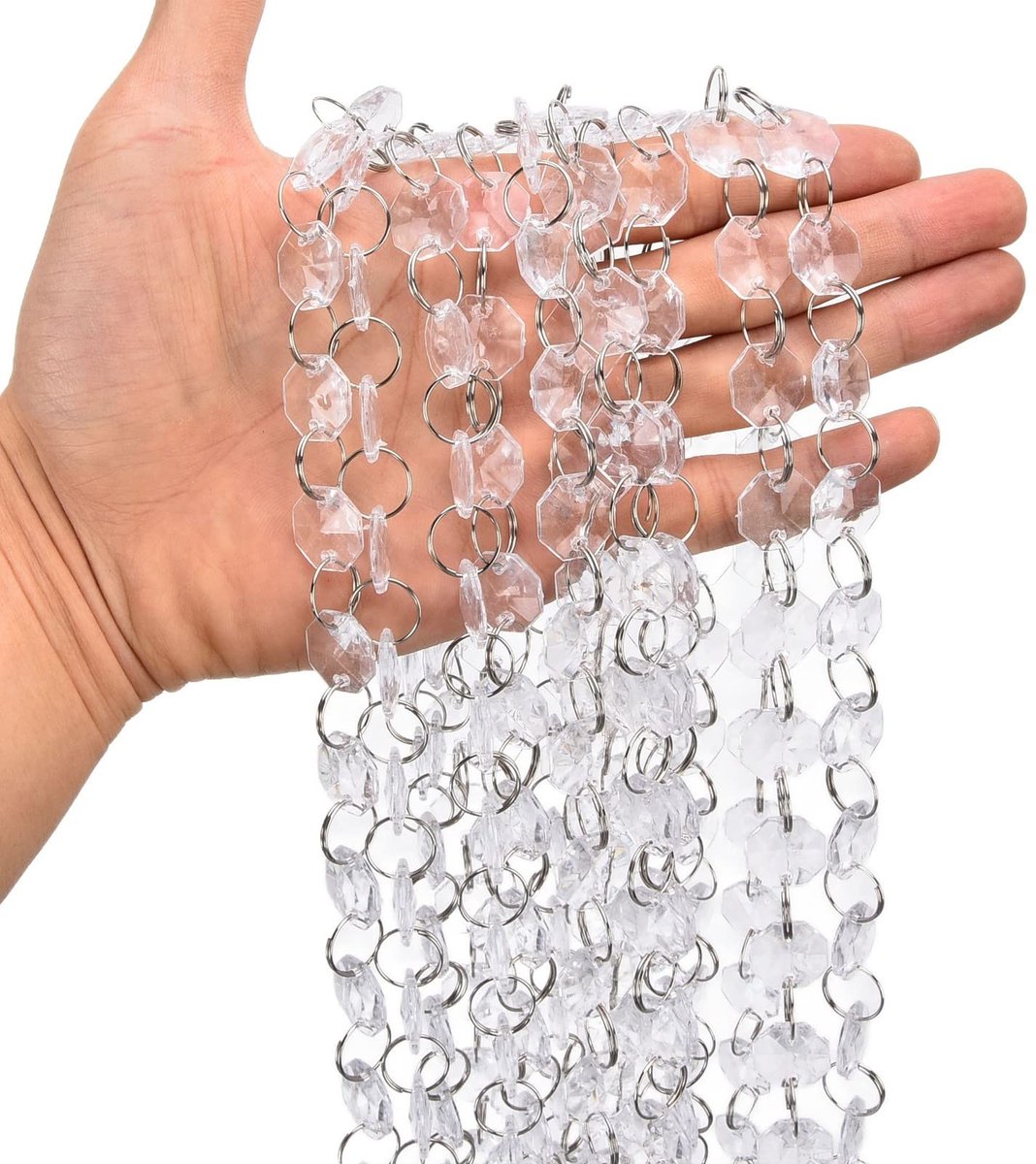 Dailygoods- Kralenketting 14 mm Achthoekig - Acrylkristal - Decoratie voor Verjaardags-/Bruiloft-/Feest - Luxe Sfeer - Eenvoudig Op te Hangen - Decoratieketting