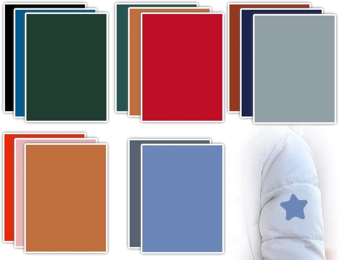 Dailygoods- Reparatieplakkers 14 Stuks - Zelfklevende Stoflappen - Waterdicht - Lichte Patches - 15 x 20 cm - Diverse Kleuren - Reparatiepleisters