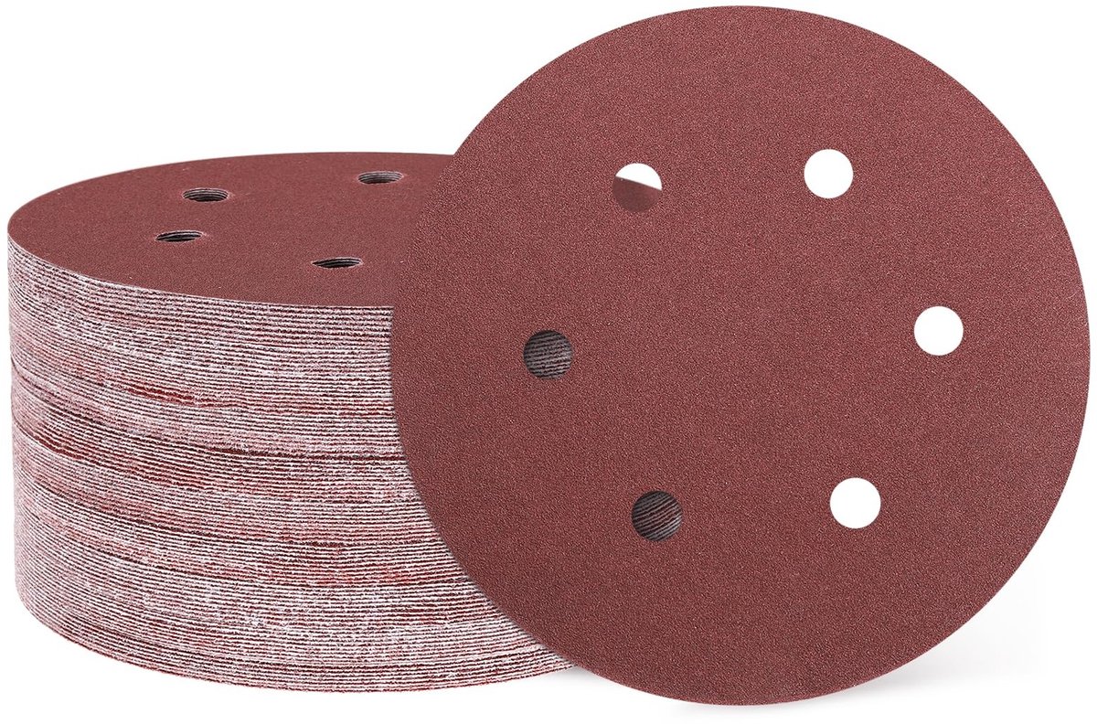 Dailygoods- Schuurschijf 150 mm - 100 Stuks - Klittenband - Korrelgrootte 150 - Aluminiumoxide - Duurzaam en robuust - Schuurpapier