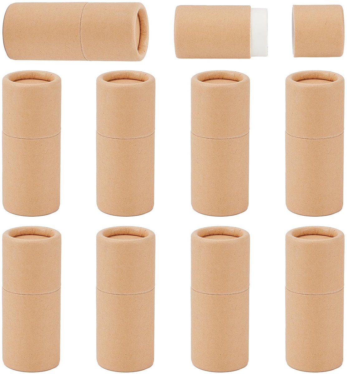 Dailygoods- Lipbalsemtubes 10 stuks - Navulbare Lippenstifthuls - Kartonnen Buizen - Papier - Geschikt voor Cosmetica - Inhoud 5 g - Cosmetica Verpakking
