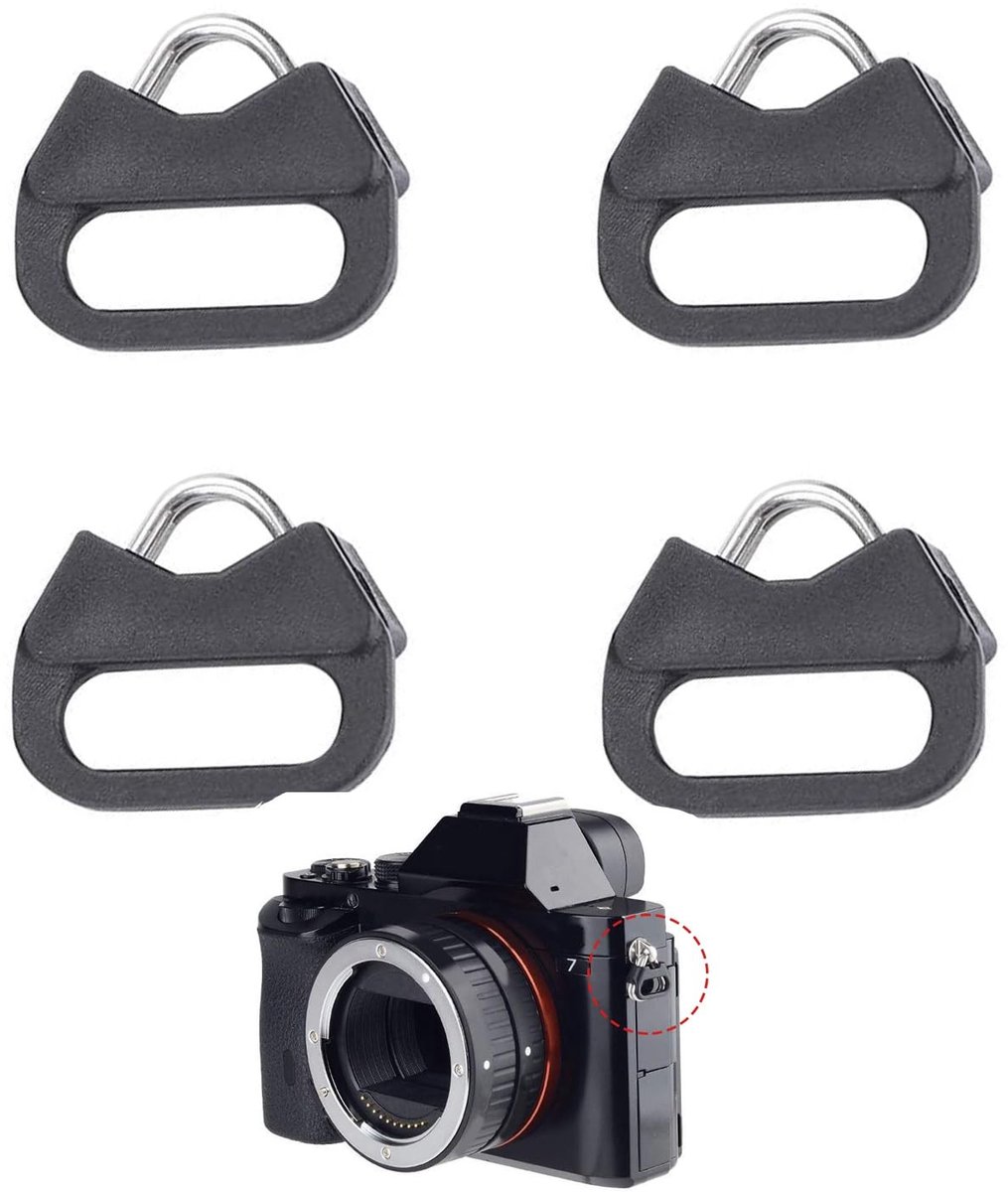 Dailygoods- Camerariem Haken - 4 Stuks - Roestvrij Staal - Driehoekige Ringen - Hoogwaardige Beschermkappen - Geschikt voor Schouderriem