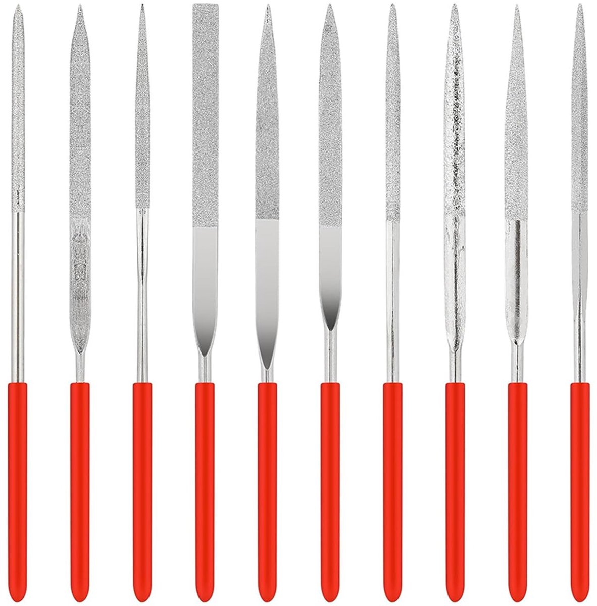 Dailygoods- Mini-Naaldvijlset 10 Stuks - Diamantvijlen - Metalen Vijl - Precisie Vijl - Slijtvast - Zachte Grip - Vijlen
