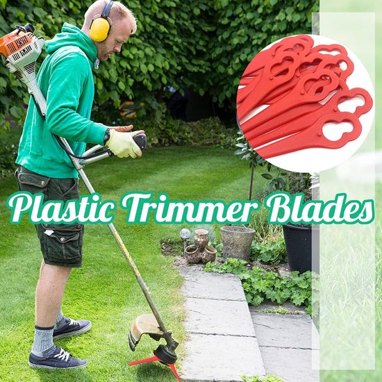Sander Shop 100 stuks kunststof grastrimmermessen, draadloze strimmer-messen 83 mm grasmaaier snijbladen tuinmaaier vervangende messen voor Terratek Einhell grasstrimmer-rood van sander-shop — afbeelding 3