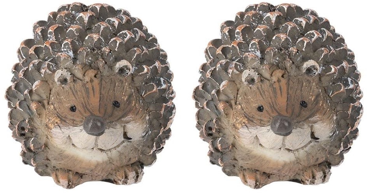 Dailygoods- Decoratieve Figuur - Set van 2 Decoratieve Egels - 7,5 cm Hoog - Polyresin - Betoverende Decoratie voor Huis - Natuurlijke en Speelse Touch - Decoratiebeeldje