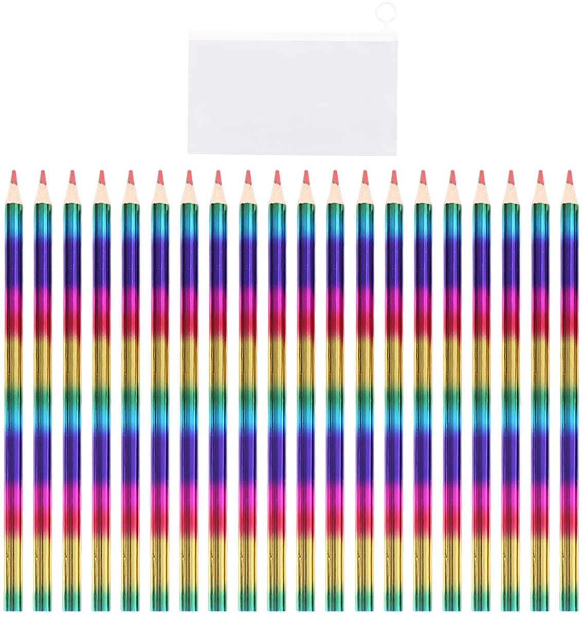 Dailygoods- Regenboogpotloden 20 Stuks - Tekenpen - Schetspotlood - Potloodcadeau - Duurzaam - Houten Materiaal - Lengte 17,5 Cm - Kleurpotloden