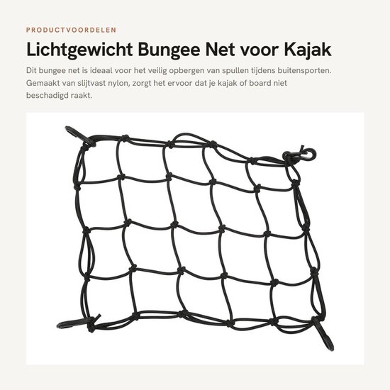 Dailygoods- Bungee Net Slijtvast - Lichtgewicht - Draagbaar - Rekbaar - Praktische Dektuigset - Voor Buitwatersporten - Vrachtnet van Dailygoods — afbeelding 4