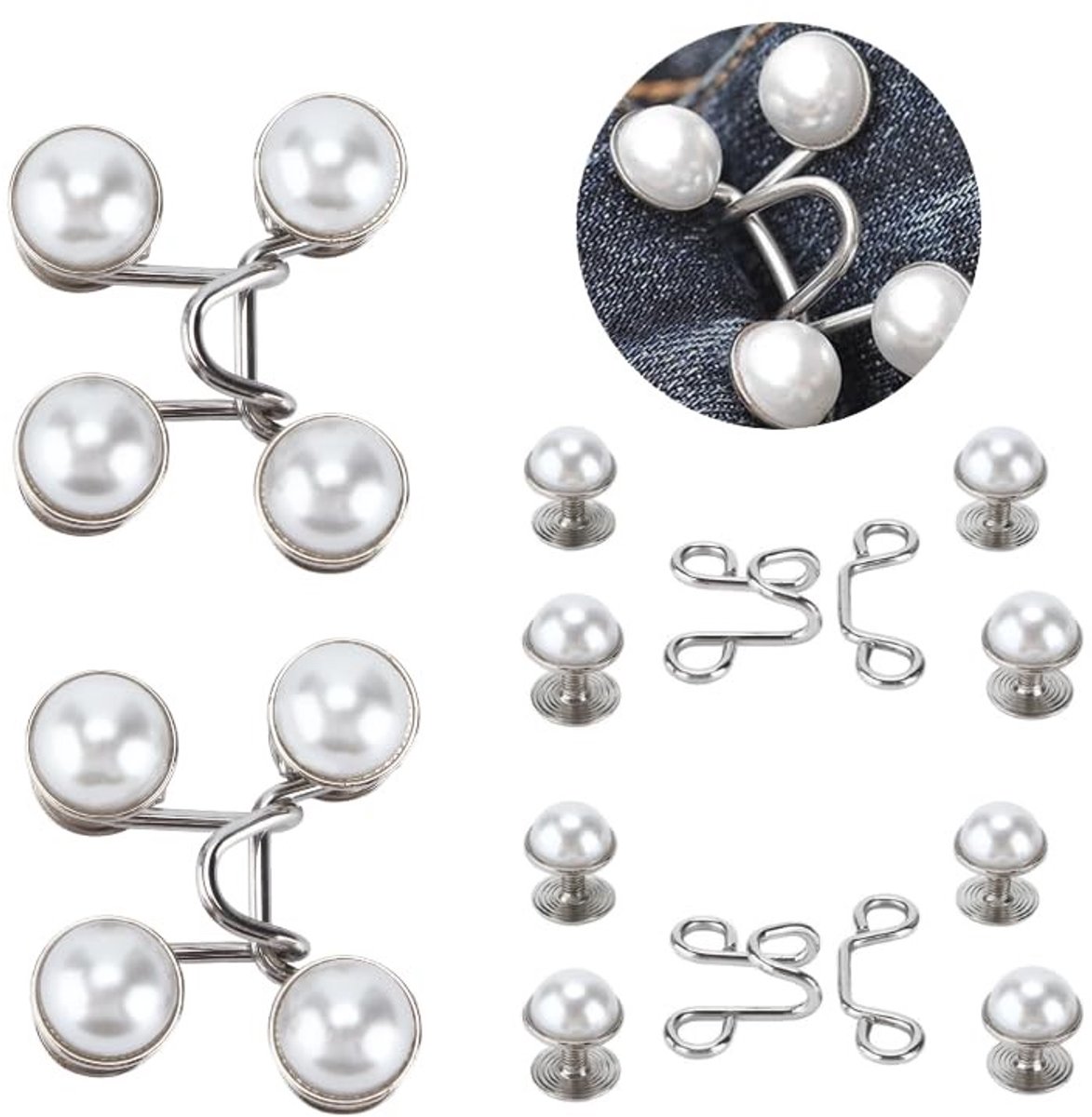 Dailygoods- Broekschoenen - 16 Stuks Knopspelden - Verstelbare Taille Reducer - Huishouden - Kunststof/Roestvrij Staal - Herbruikbaar - Tailleknop