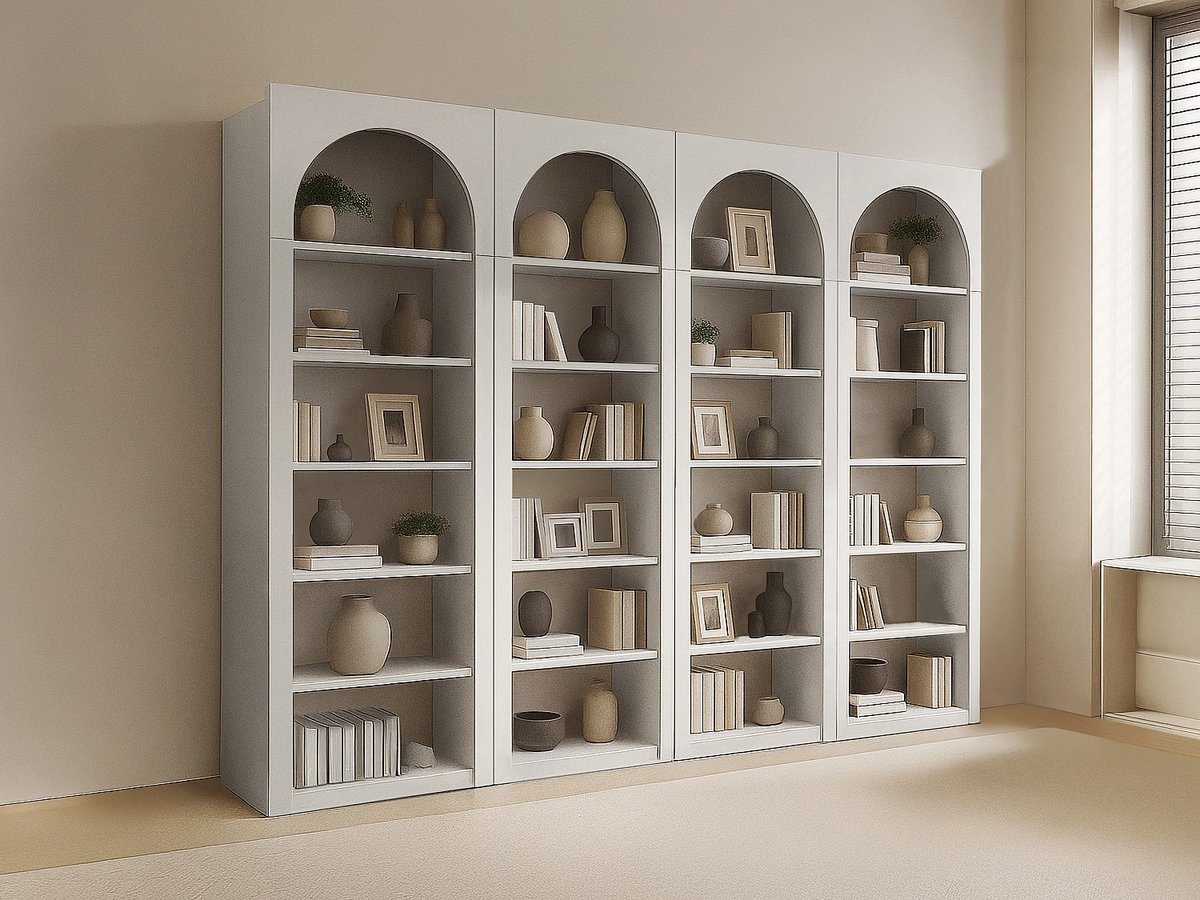 Vente-unique Set van 4 boekenkasten met 6 vakken - Beige - CYMORA
