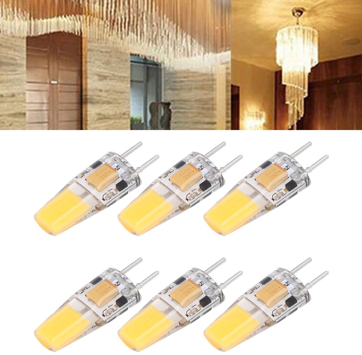 Dailygoods- Gloeilampen 5 W - GY6.35 Fitting - 6 Stuks - Warmwit 2700 K - Siliconen - 360 Graden Stralingshoek - Spaarlamp