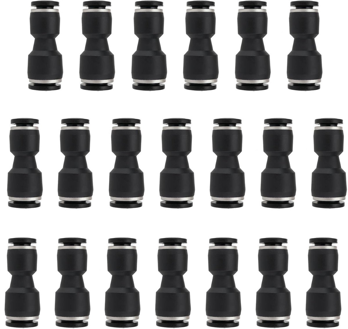 Dailygoods- Reducer 20 Stuks - 6mm/8mm Aansluiting - Pneumatische Fittingen - Quick Release - Roestvrijstalen Snap - Duurzaam Materiaal