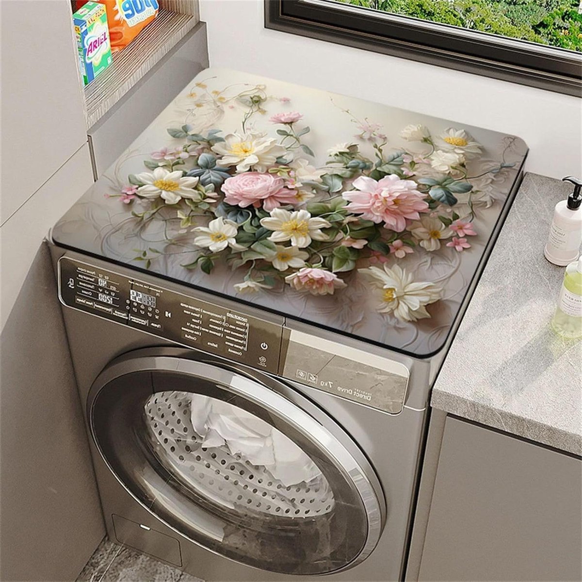 Wasmachine Droger Tophoes Apparaatbeschermer Huishoudelijk Gebruik Snel Absorberend Niet Gespecificeerd Friese Bloemen