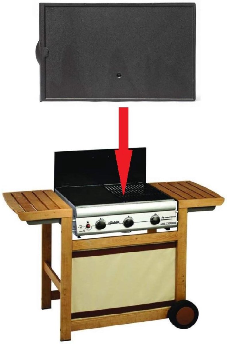 Grillplaat Gietijzer Bakplaat Onderdeel Buiten Koken Origineel Onderdeel 46 x 30 cm Grijs