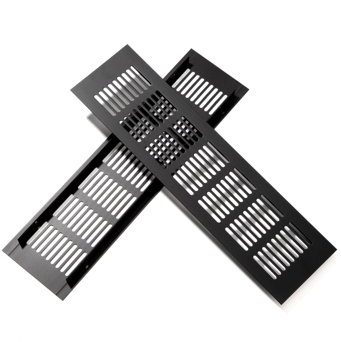 Dailygoods- Ventilatierooster Zwart - Aluminium - 30 x 8 cm - Corrosiebestendig - Ventilatie - Eenvoudige Installatie - 63 Ventilatiegaten - Ventilatiegrill
