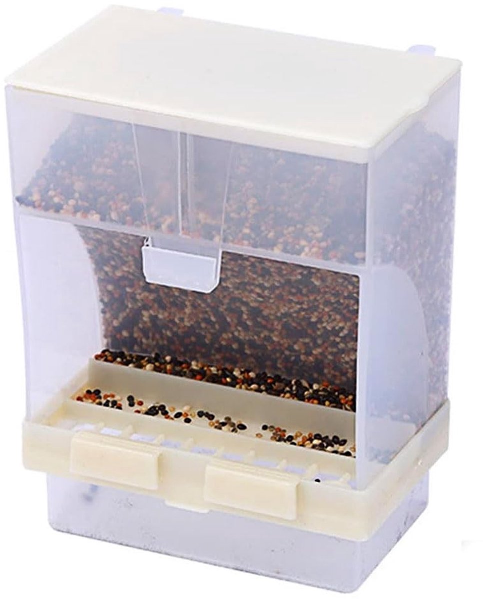 Dailygoods- Voederdispenser Automatisch - Voederautomaat voor Vogels - Parkieten/Valparkieten - Acryl - 500 g Inhoud - 16 x 10,6 x 9 cm